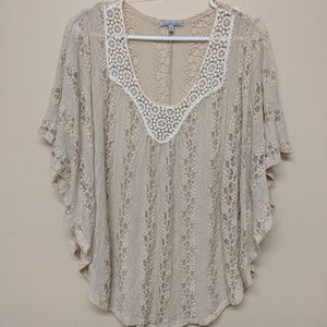 Cream blouse with white collar